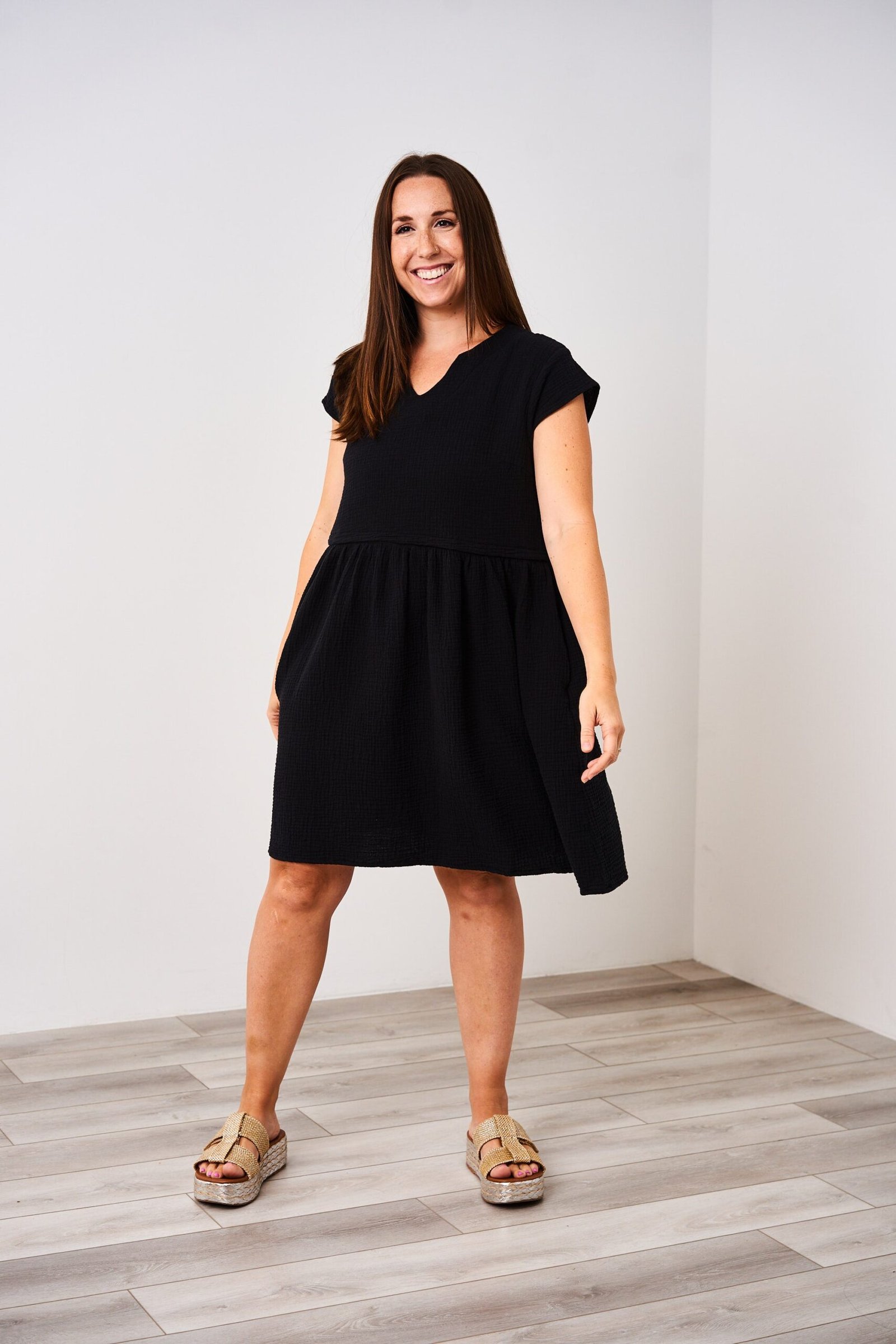 Latched-Mama-Coastline-Cotton-Nursing-Dress-Black.jpg Product - Image 1