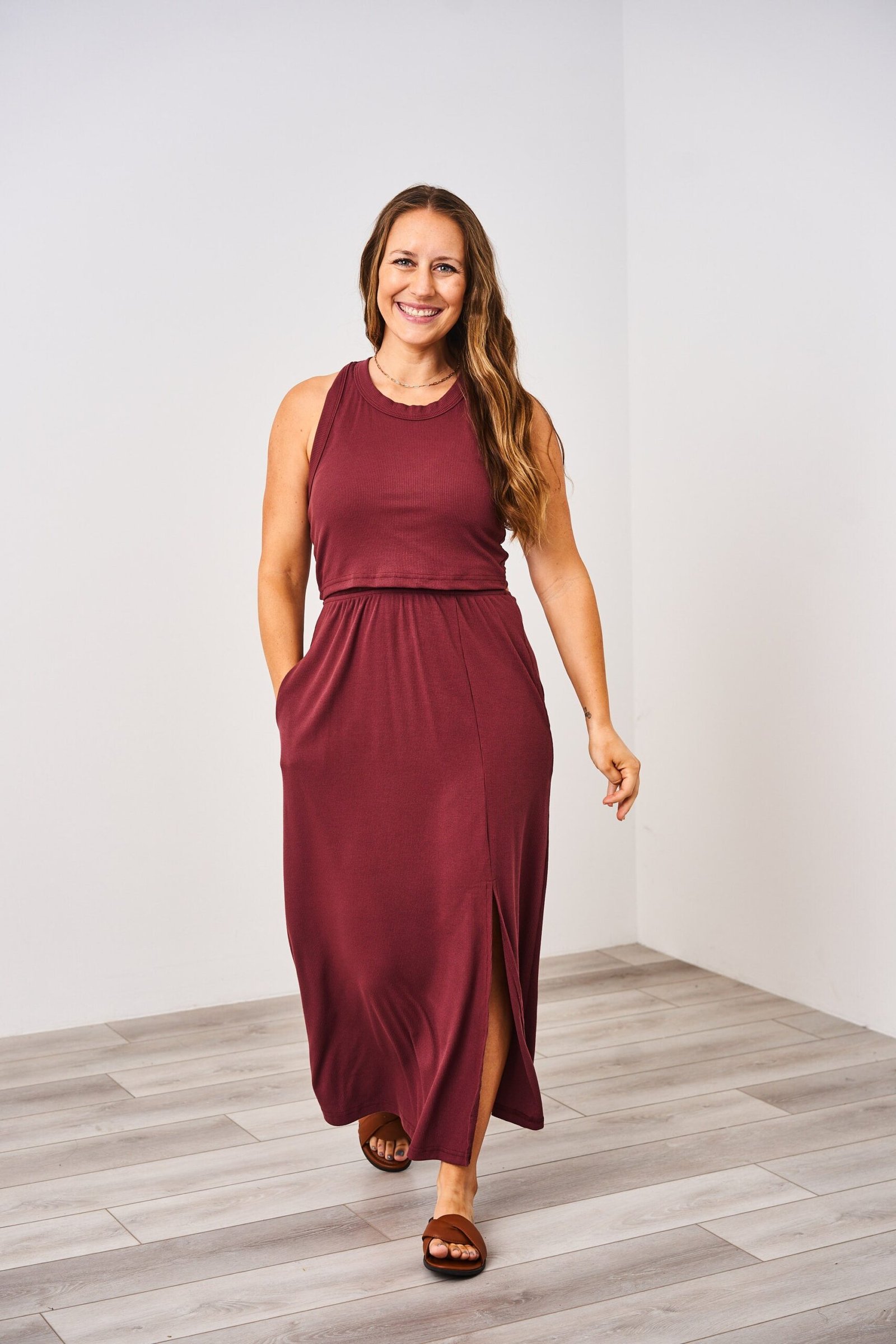 berry-latched-mama-nursing-midi-ribbed-nursing-dress.jpg Product - Image 1