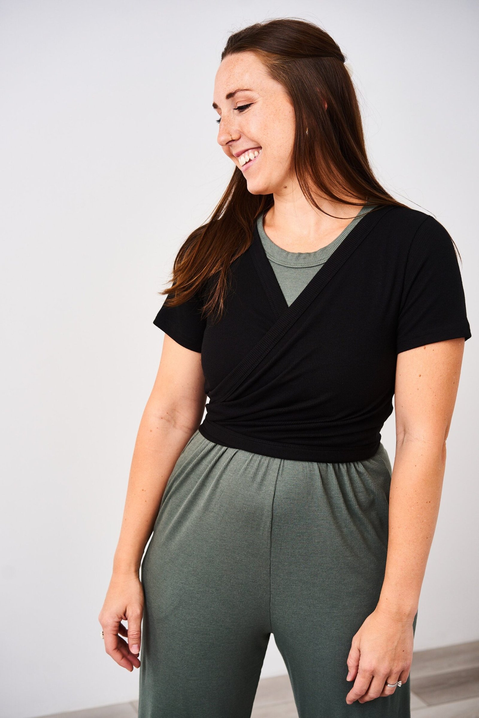 black-nursing-wrap-top-short-sleeve-latched-mama.jpg Product - Image 1