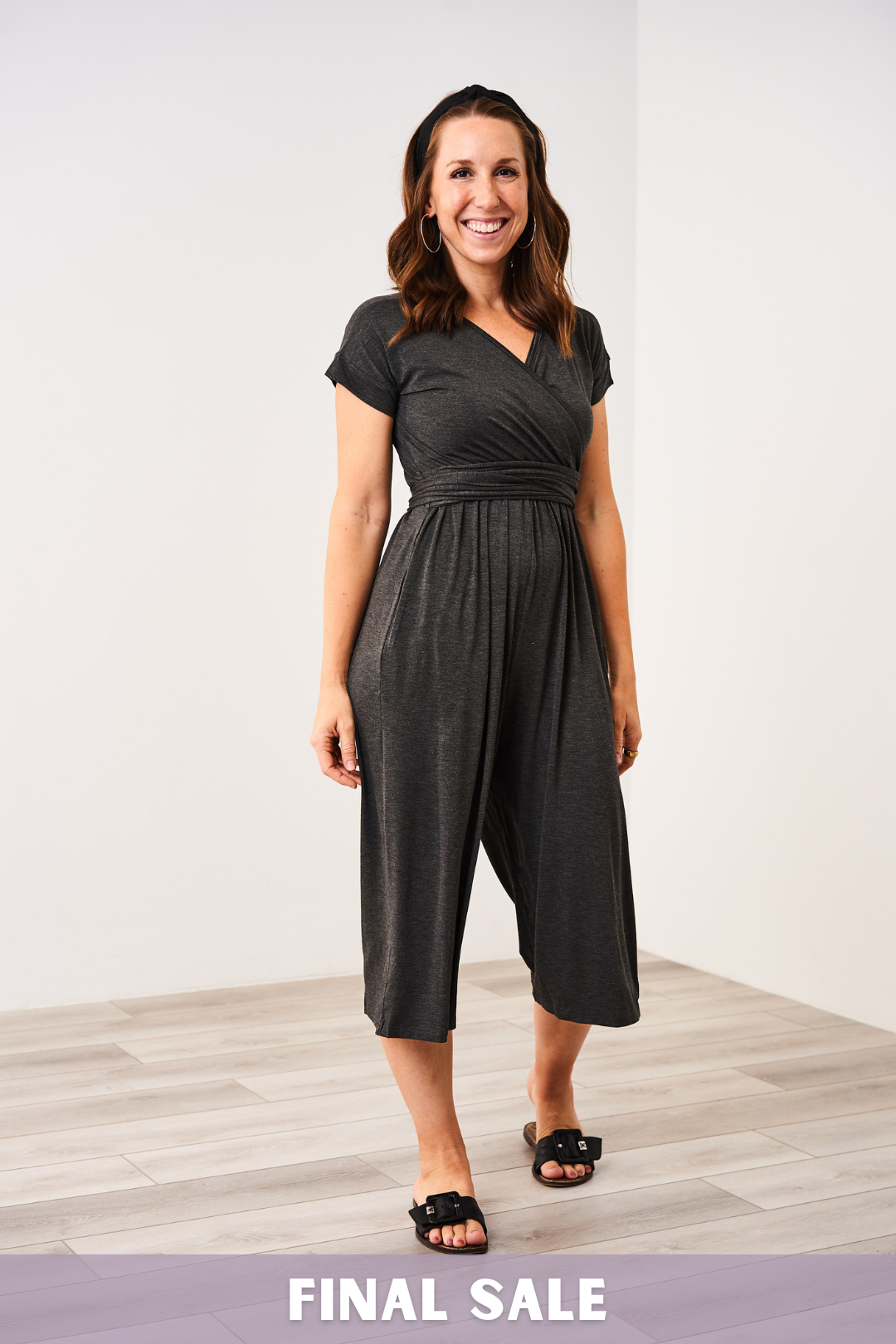 v-neck-nursing-jumpsuit-charcoal-breastfeeding-nursing-womens-apparel-1.png Latched Mama V-Neck Nursing Jumpsuit- Final Sale - Image 1